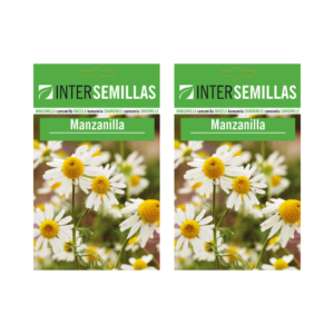 Imagen de dos sobres de semillas de manzanilla frescas y listas para cultivar en su hogar o jardín