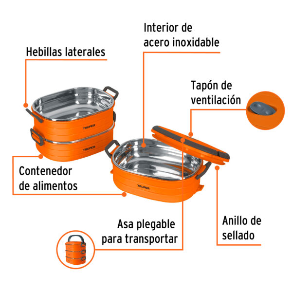 Lonchera Termica con 3 tuppers - Truper - Imagen 2