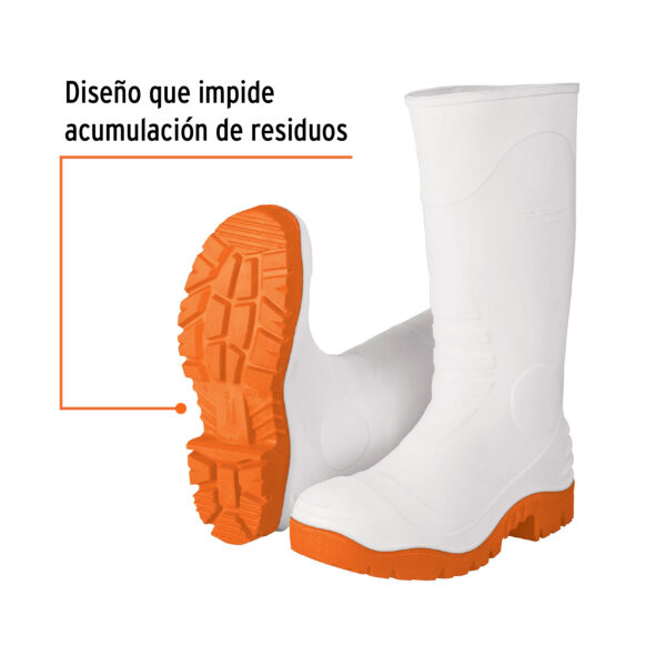Detalle de Suela Antiderrapante de Bota Sanitaria Truper, Diseño Especial para Evitar Acumulación de Residuos