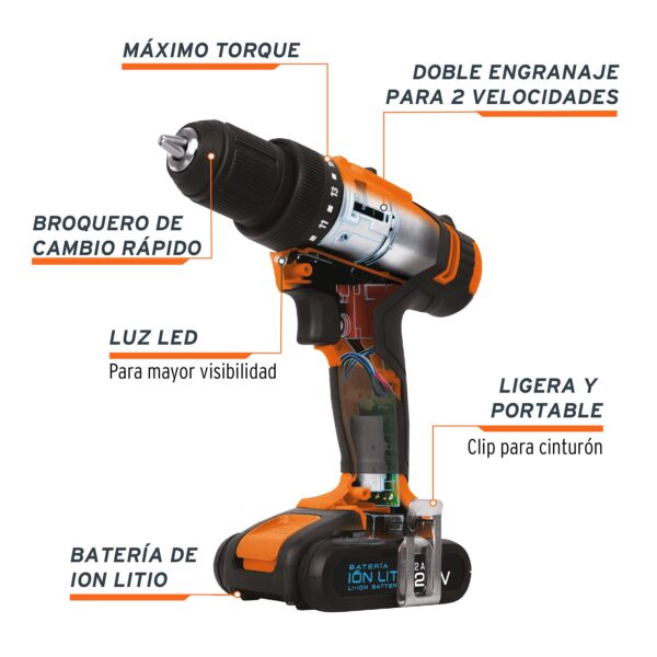 Taladro Recargable Inalámbrico Truper 1/2 Pulgada 20V - Imagen 3