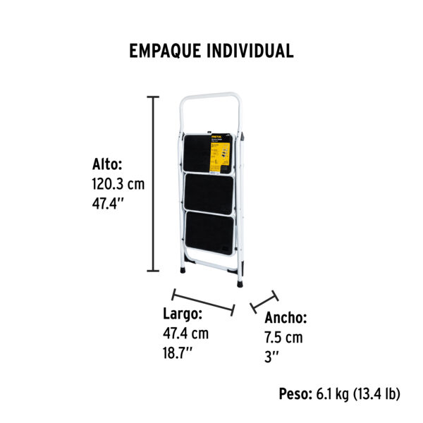 Escalera Tubular Plegable de 3 Peldaños Pretul - Imagen 3