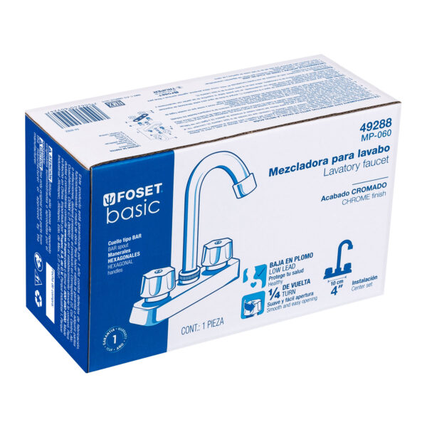 Mezcladora Plástica 4” para Lavabo con Cuello Tipo Bar - Foset - Imagen 2