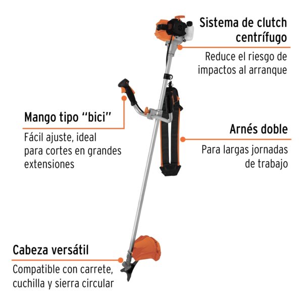 Desmalezadora a Gasolina 33 cc Mango Tipo Bici, 18” Corte | Ligera y Potente - Imagen 3
