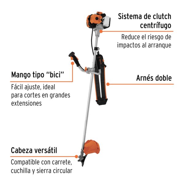 Desmalezadora a Gasolina 52 cc Mango Tipo Bici, 18” Corte | Alta Potencia y Comodidad - Imagen 3