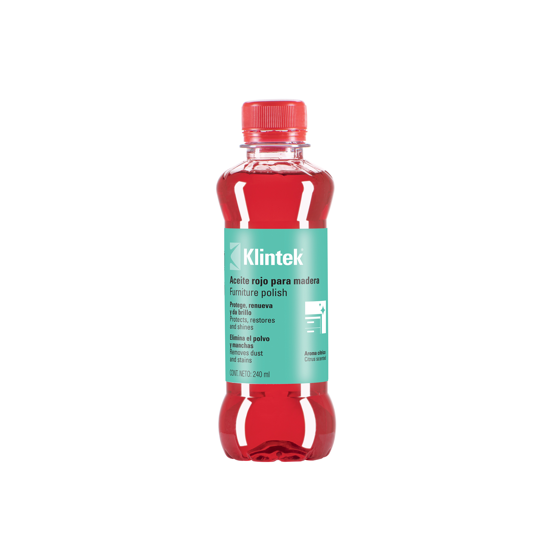 Aceite rojo para muebles de 240 ml, Klintek en Guatemala