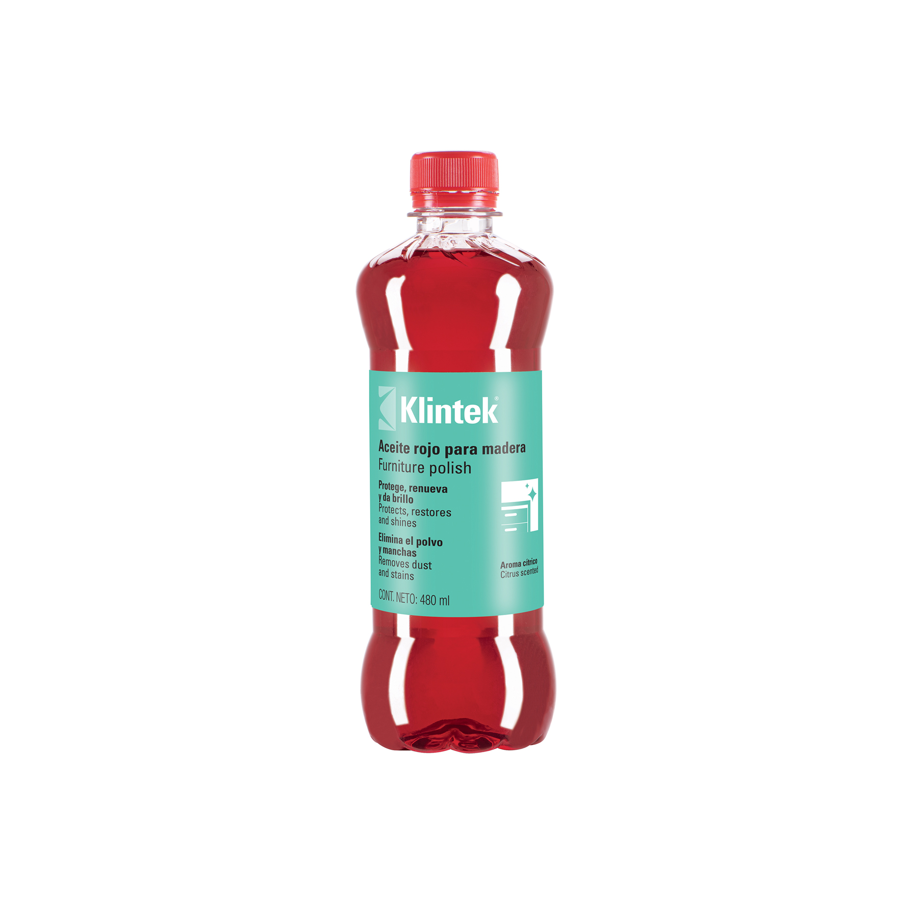 Aceite rojo para muebles de 480 ml, Klintek en Guatemala