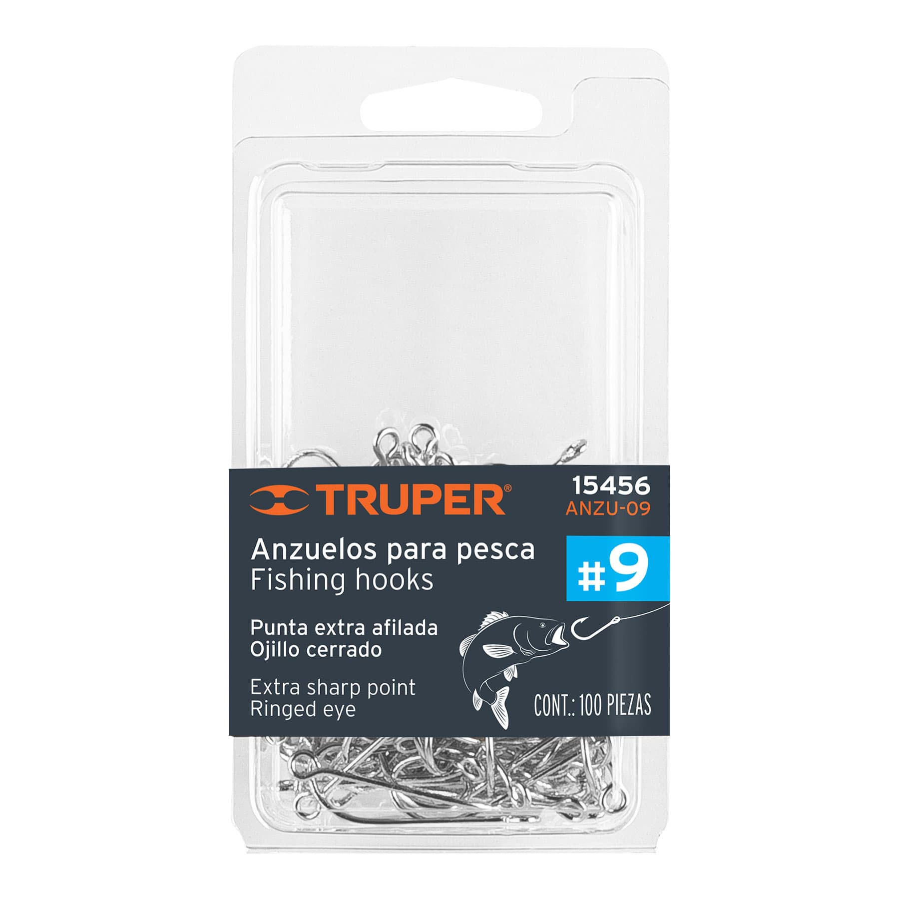 Blíster con 100 anzuelos para pesca # 9, Truper en Guatemala