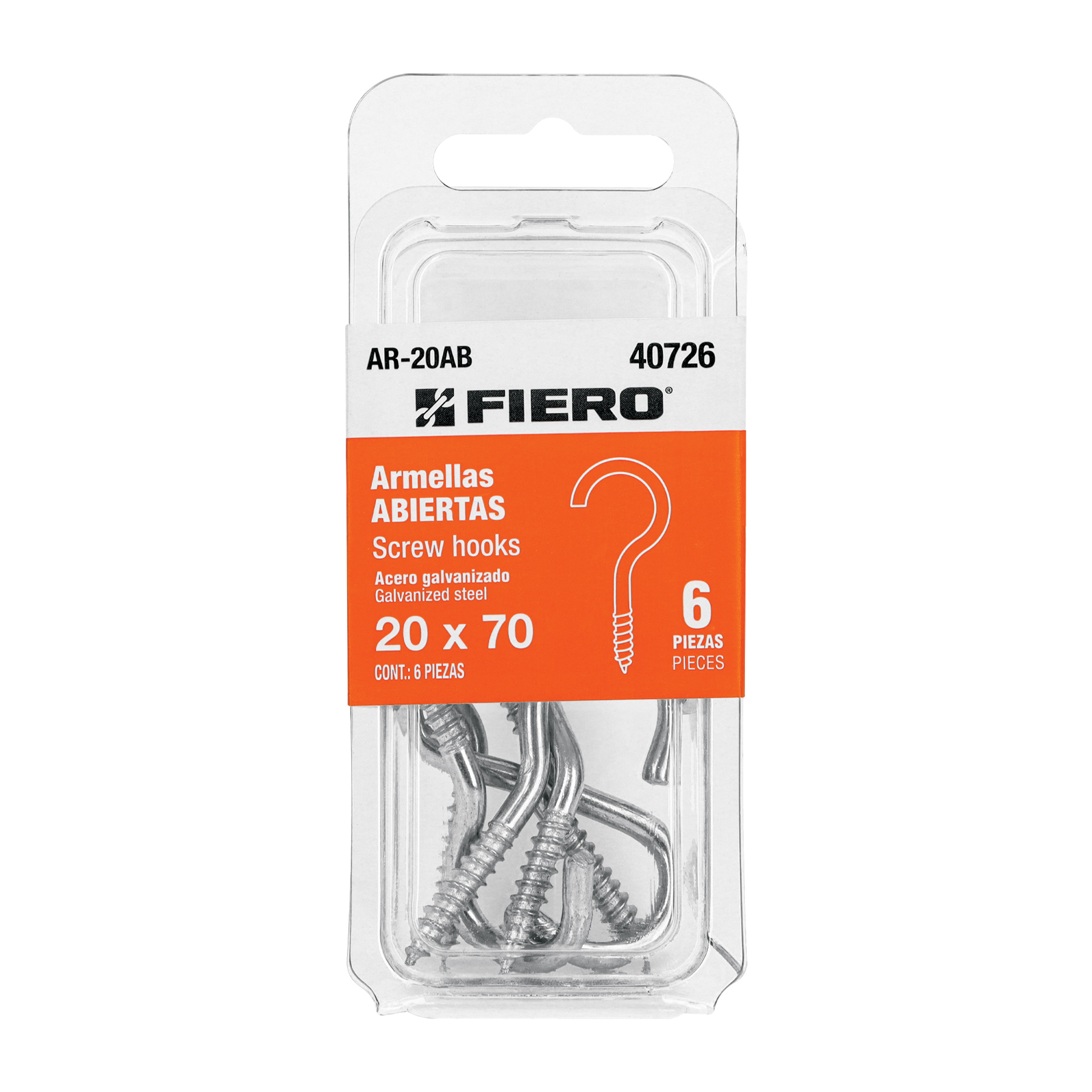 Blíster con 6 armellas abiertas de 20 x 70, Fiero, Fiero en Guatemala