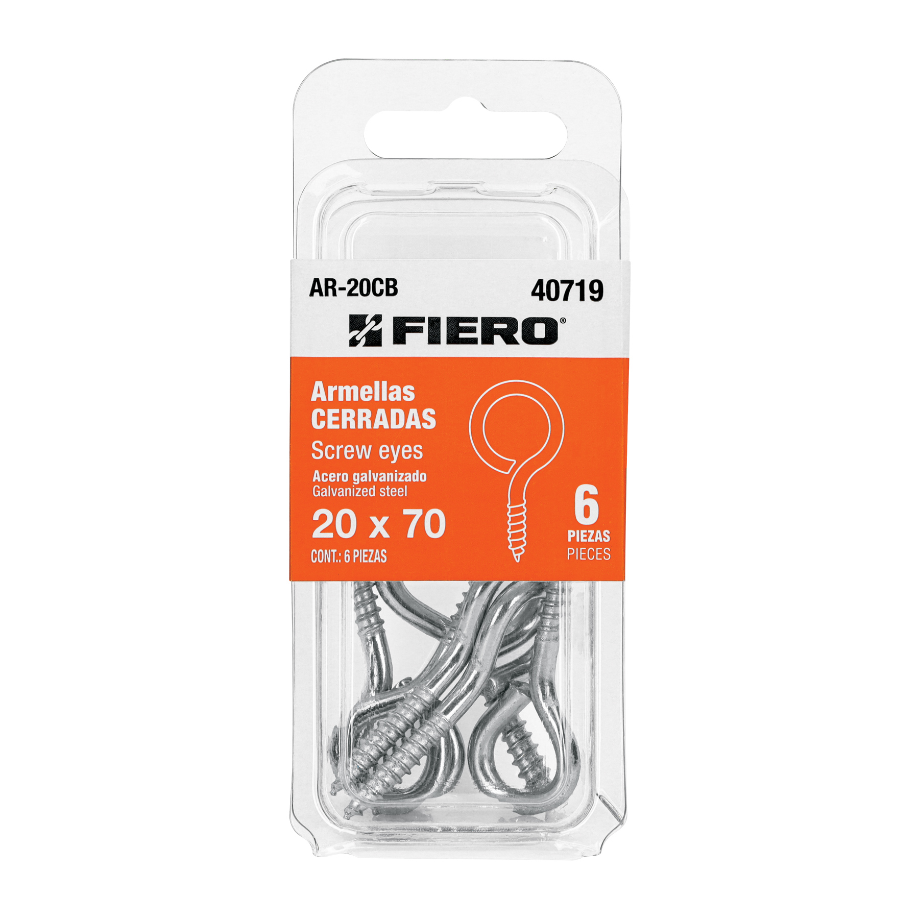Blíster con 6 armellas cerradas de 20 x 70, Fiero, Fiero en Guatemala