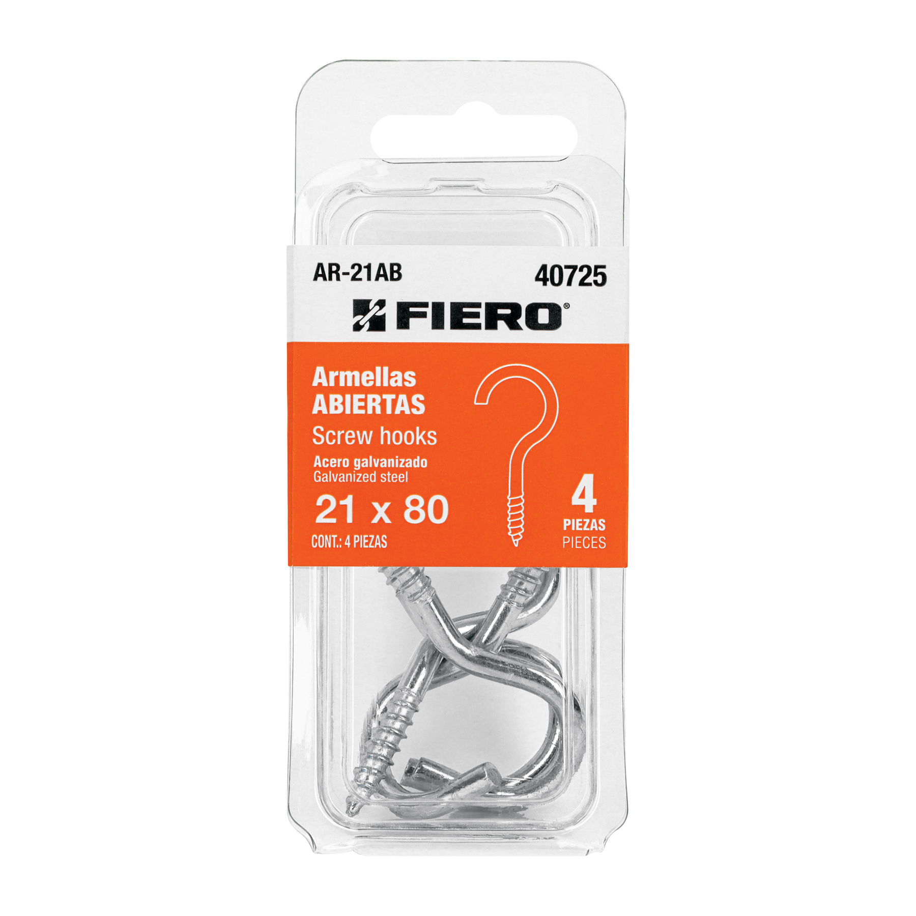 Blíster con 4 armellas abiertas de 21 x 80, Fiero, Fiero en Guatemala