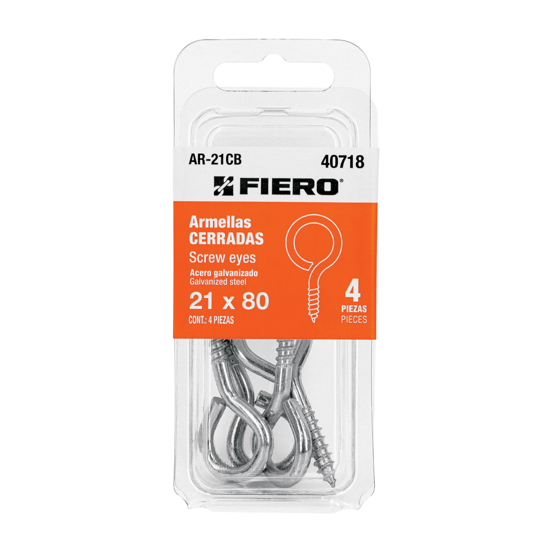 Blíster con 4 armellas cerradas de 21 x 80, Fiero, Fiero en Guatemala