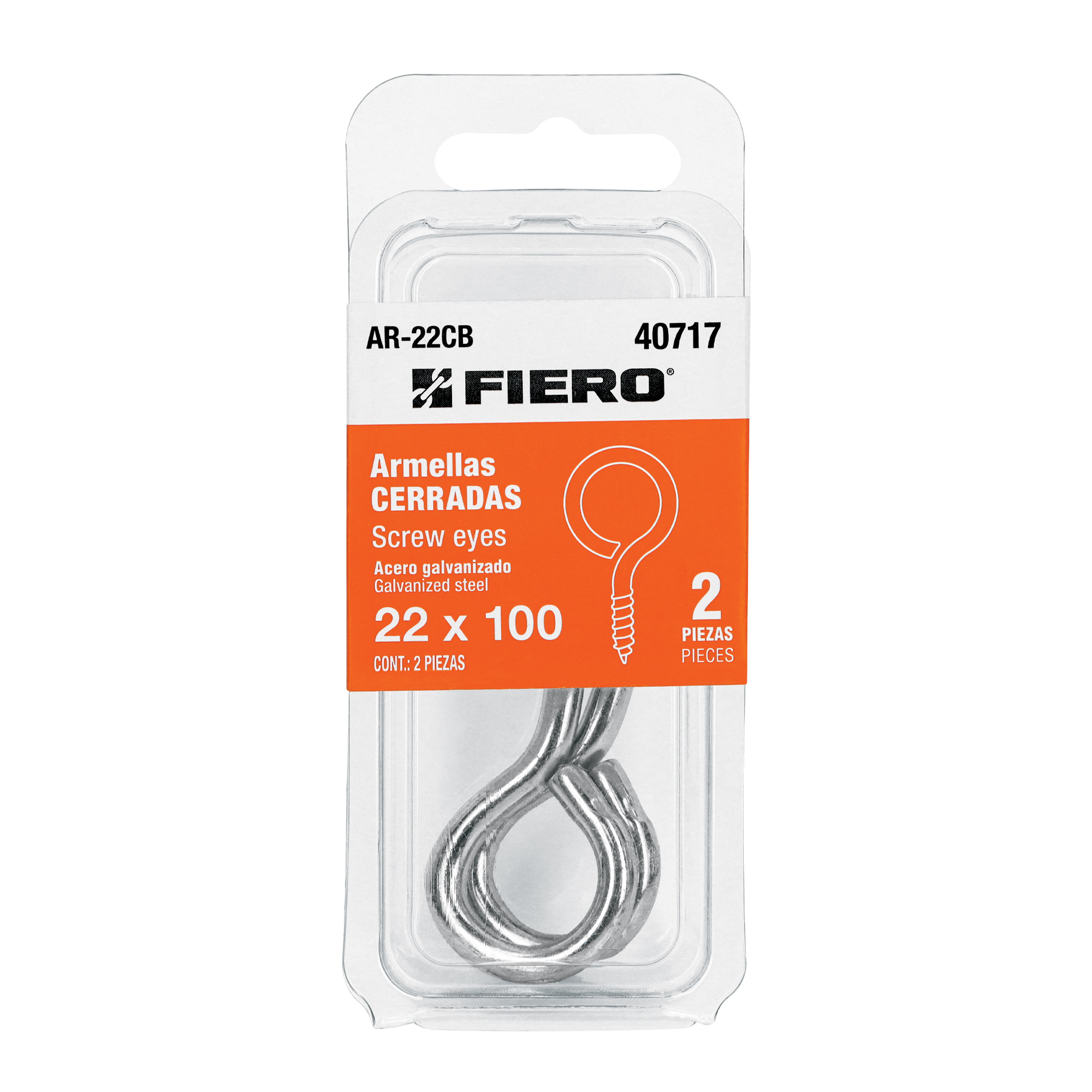 Blíster con 2 armellas cerradas de 22 x 100, Fiero, Fiero en Guatemala