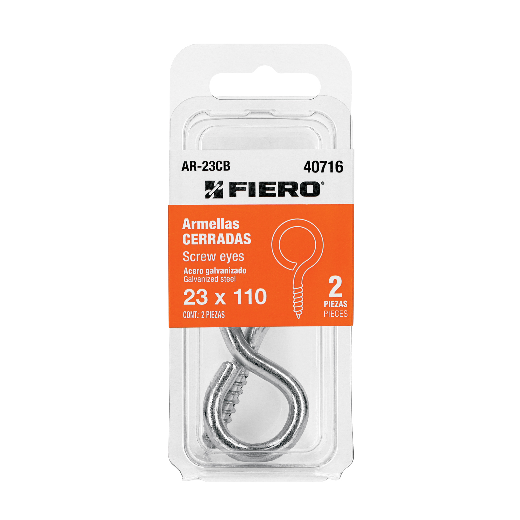 Blíster con 2 armellas cerradas de 23 x 110, Fiero, Fiero en Guatemala