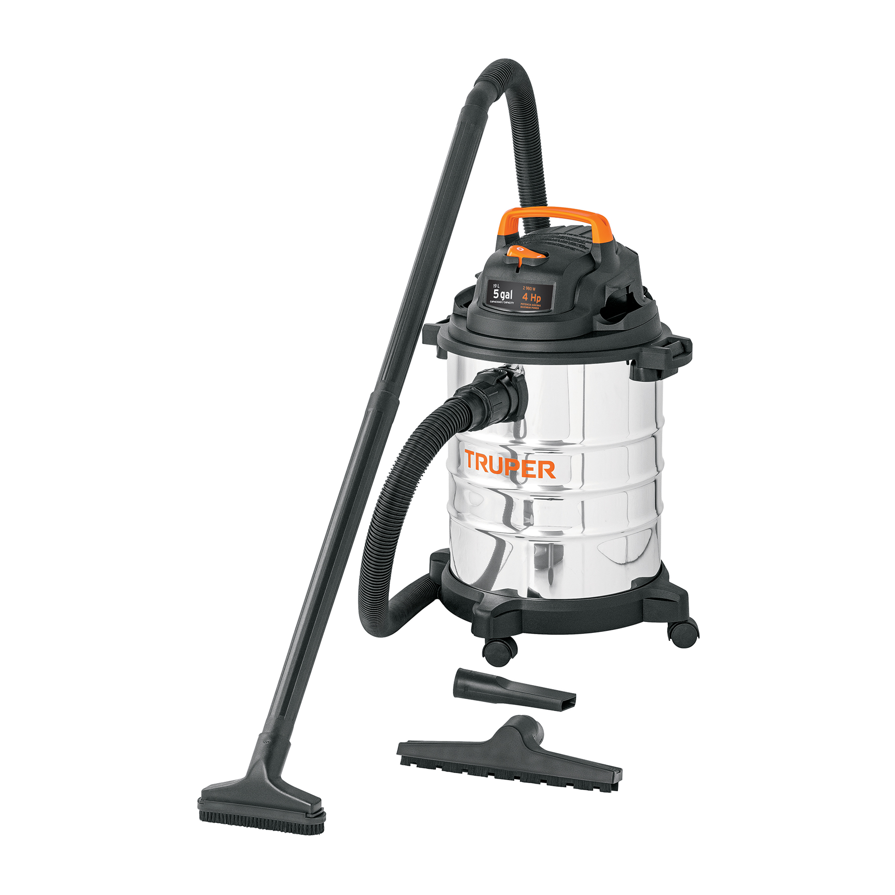 Aspiradora de sólidos y líquidos, 5 gal, acero inox, Truper en Guatemala