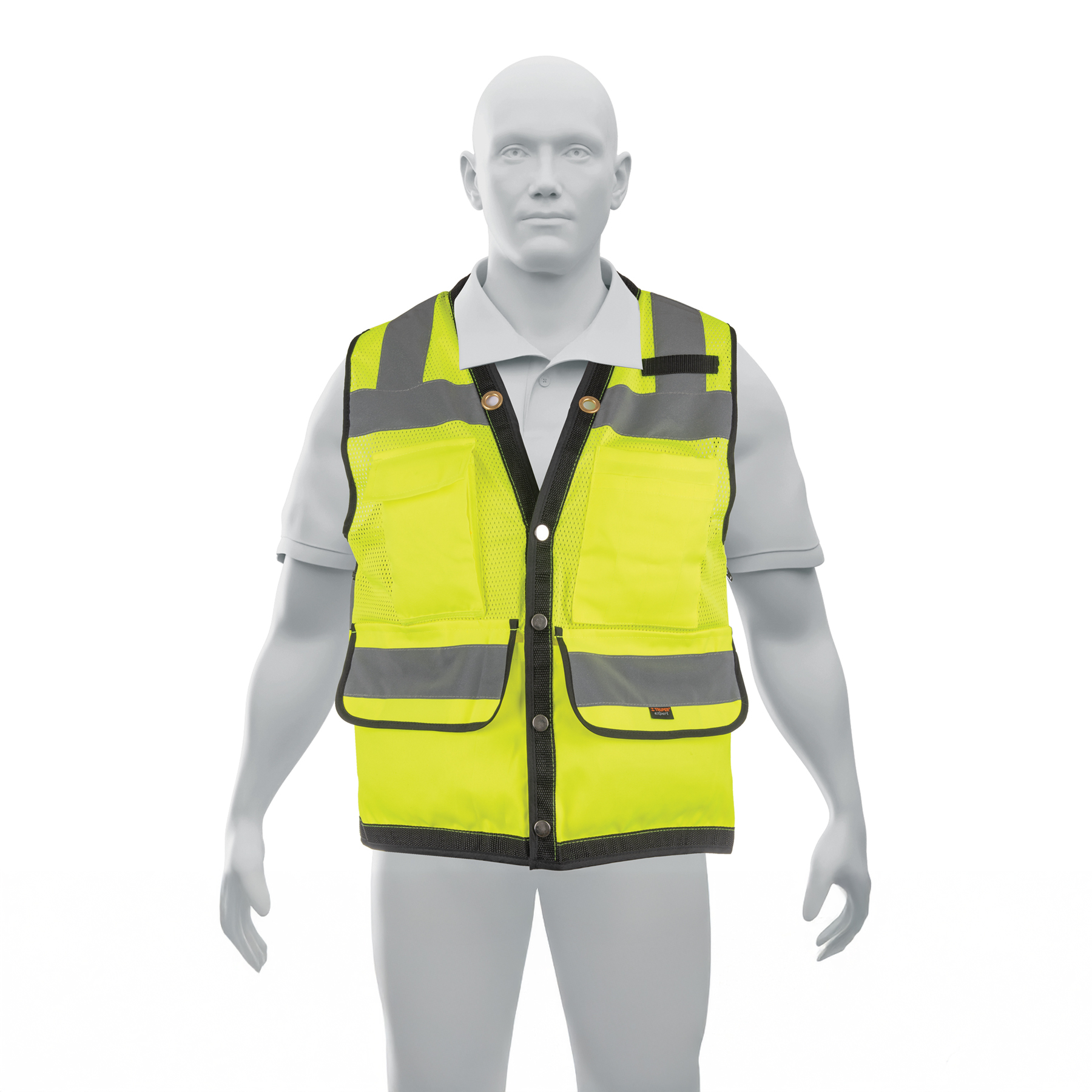 Chaleco seguridad reforzado verde con bolsas, XG, Truper Expert en Guatemala