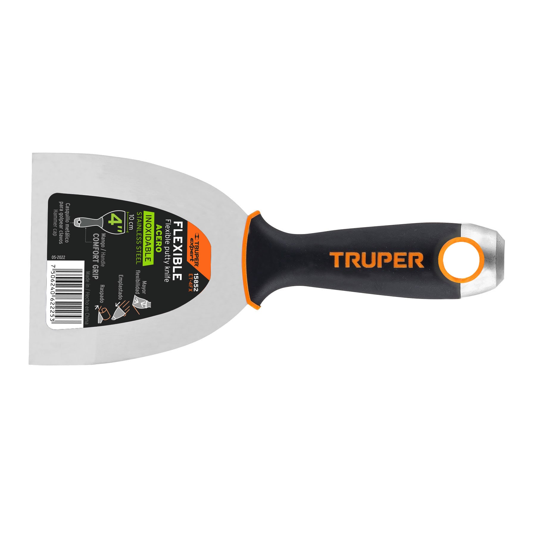 Espátula flexible 4" acero inox. mango comfort grip, expert en Guatemala