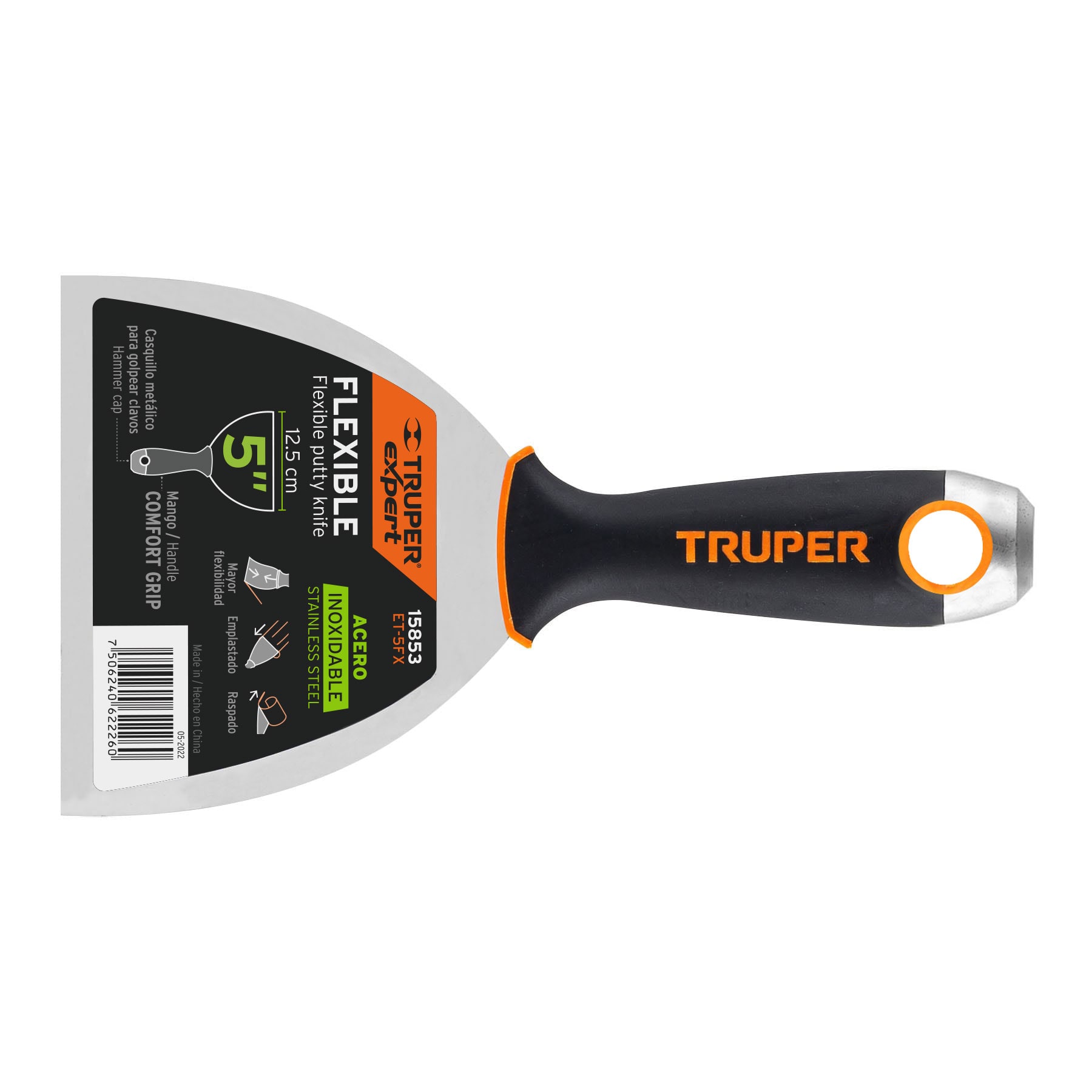 Espátula flexible 5" acero inox. mango comfort grip, expert en Guatemala