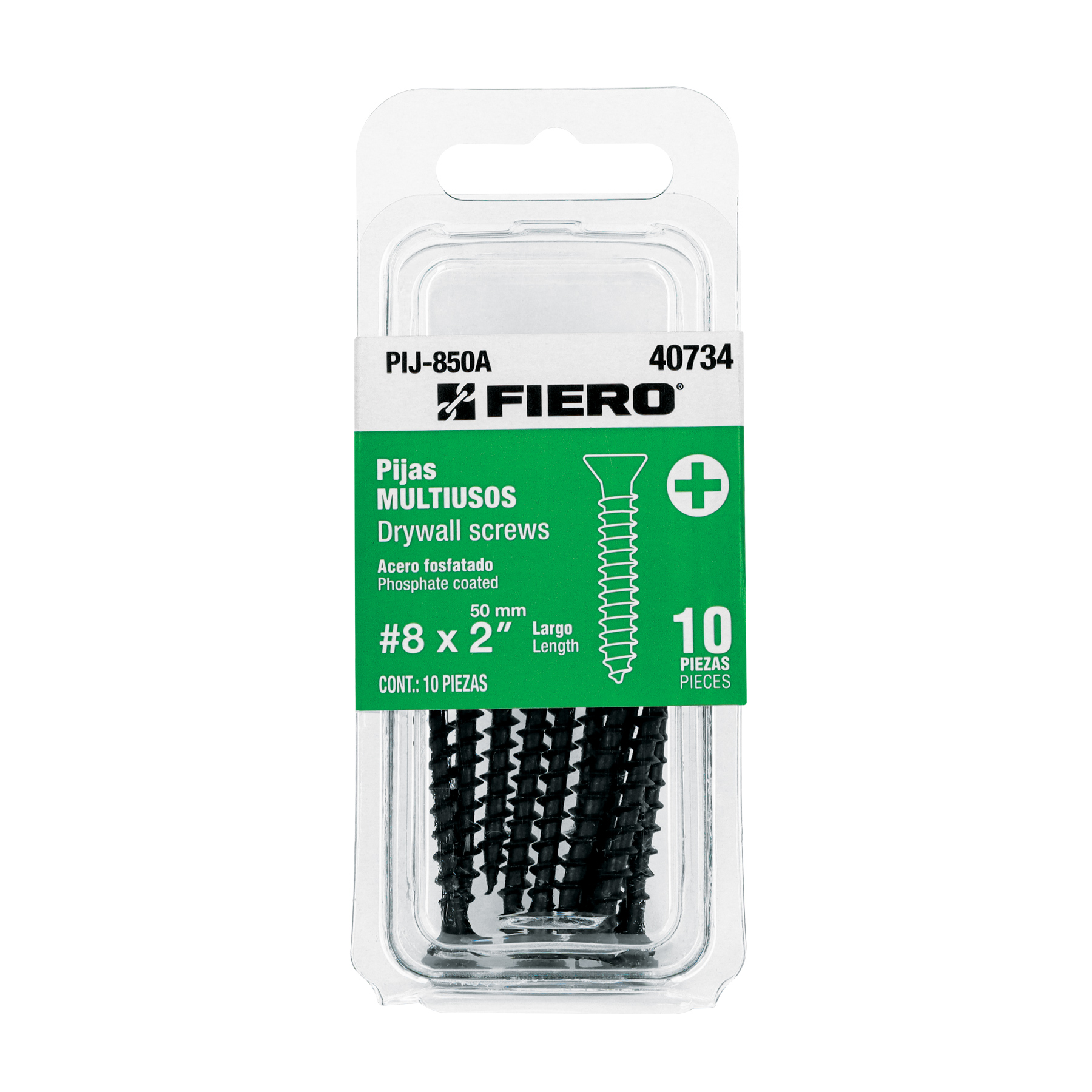 Blíster con 10 tornillos multiusos, #8 x 2 pulgadas, Fiero, Fiero en Guatemala