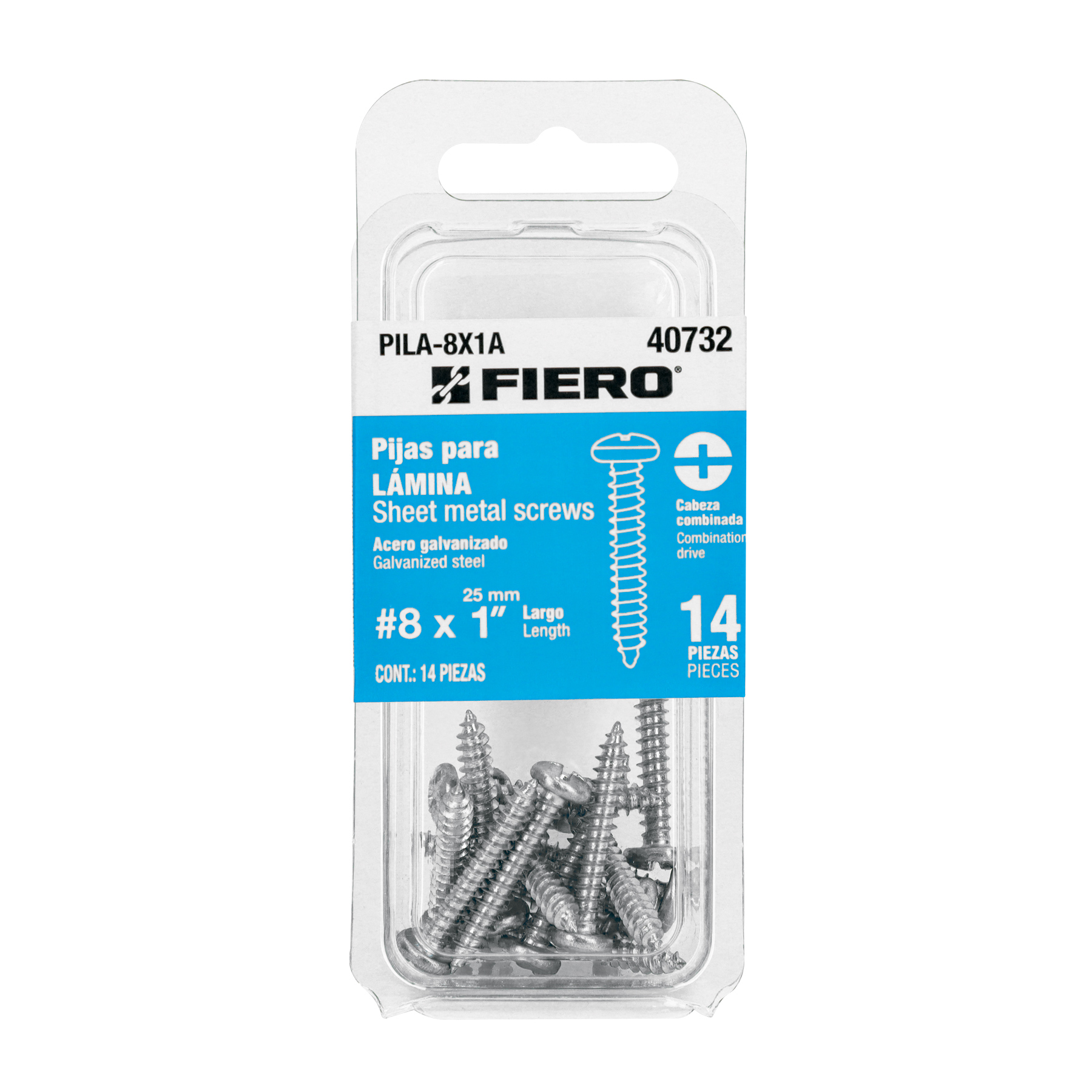 Blíster con 14 tornillos para lámina, #8 x 1 pulgadas, Fiero, Fiero en Guatemala