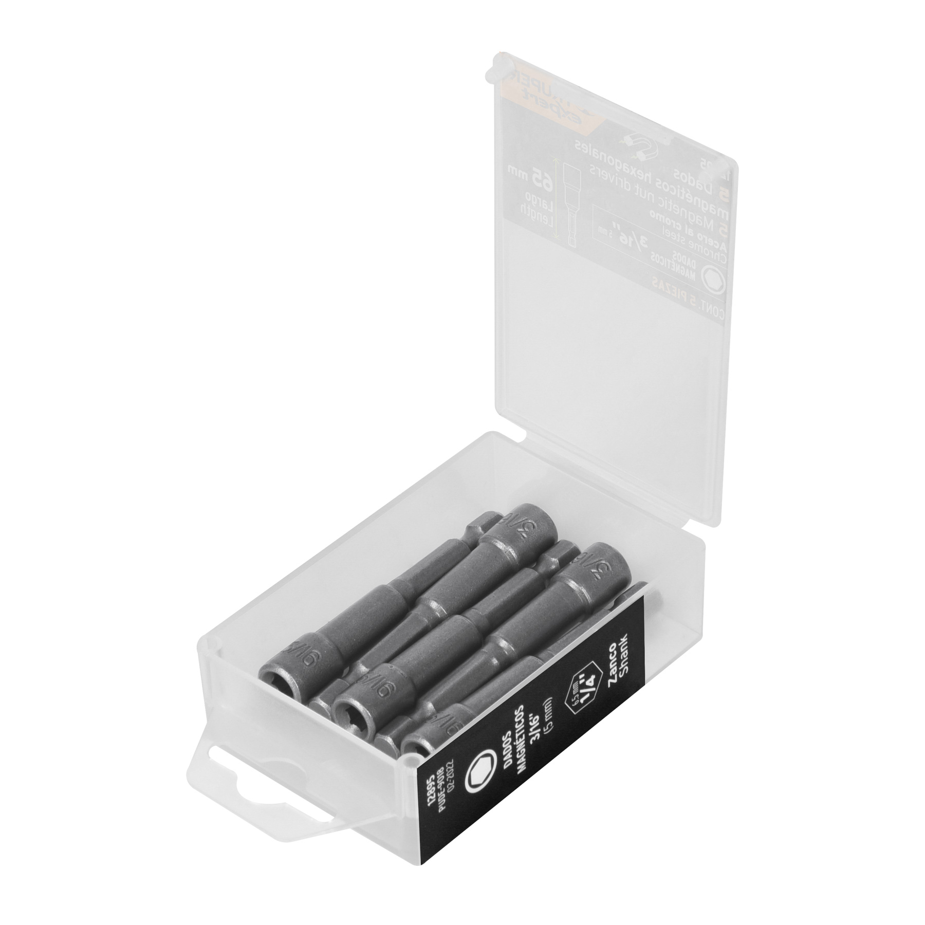 Estuche con 5 dados magnéticos de 3/16 pulgadas largo 2-1/2 pulgadas, Truper en Guatemala