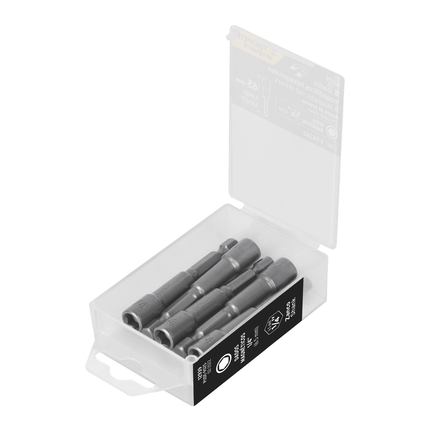 Estuche con 5 dados magnéticos de 1/4 pulgadas largo 2-1/2 pulgadas, Truper en Guatemala