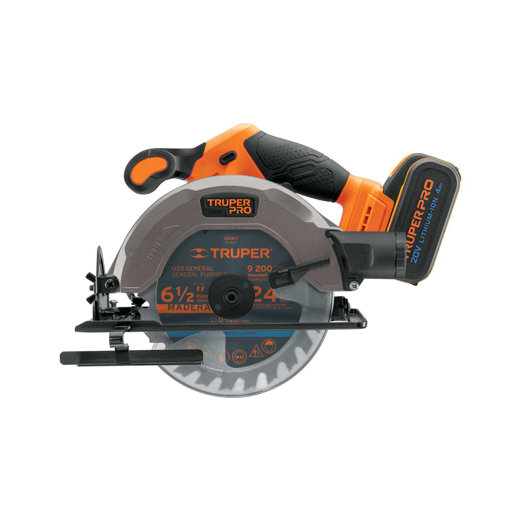Sierra circular 6-1/2 pulgadas, 20v, 1 batería 4ah, pro, Truper en Guatemala