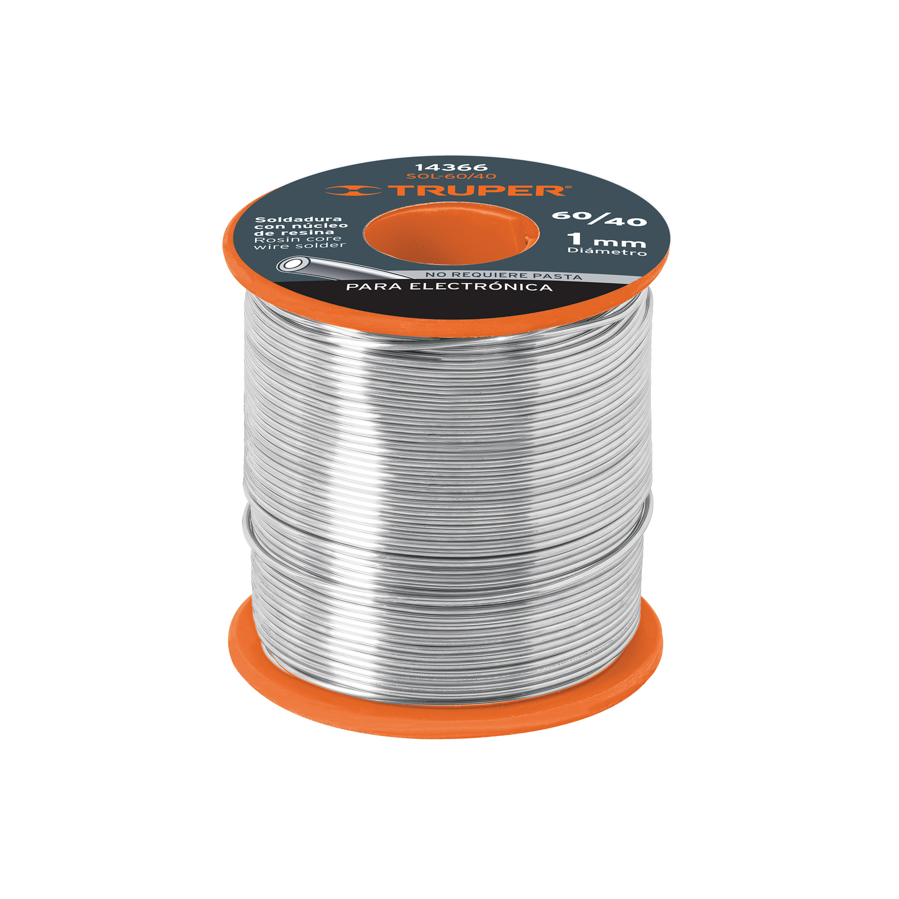 Soldadura con núcleo resina 60/40, para electrónica, 450 g, Truper en Guatemala