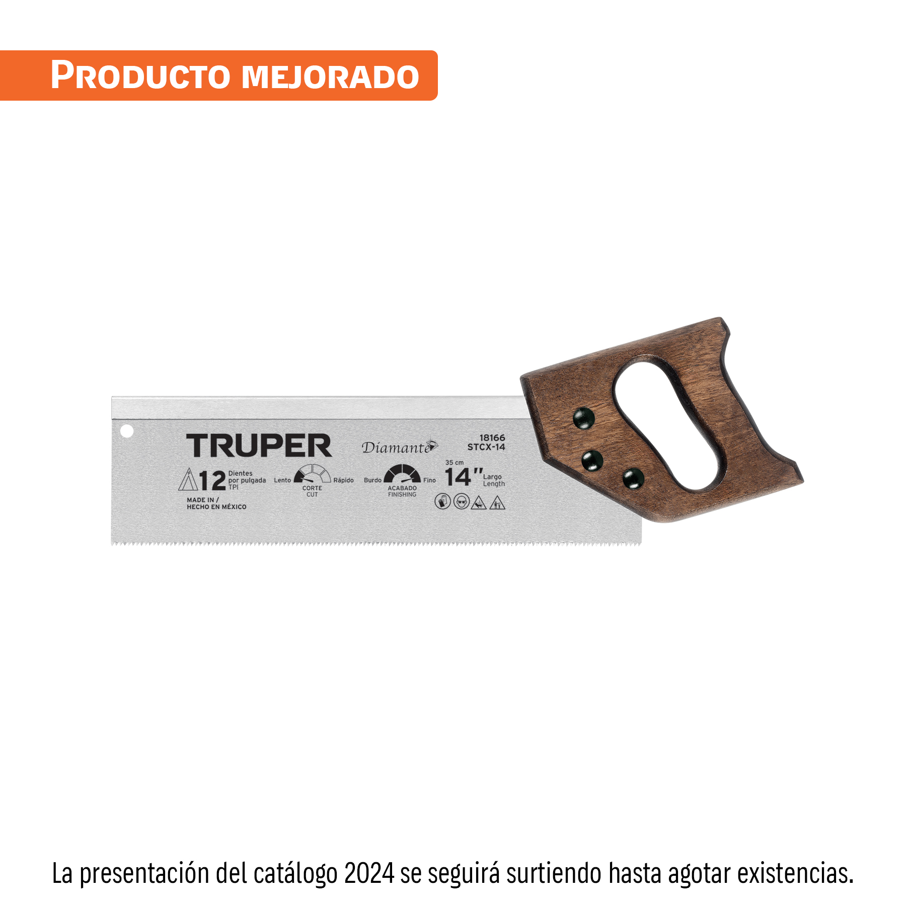 Serrucho de costilla 14 pulgadas diamante, 9 dpp, Truper en Guatemala