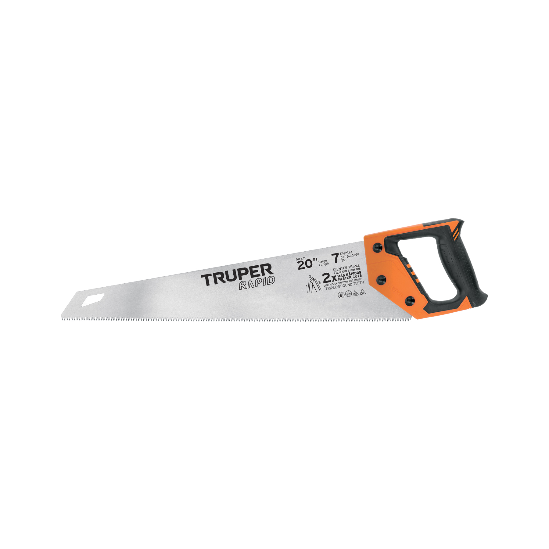 Serrucho rapid 20 pulgadas, 7 dpp, mango comfort grip, Truper en Guatemala