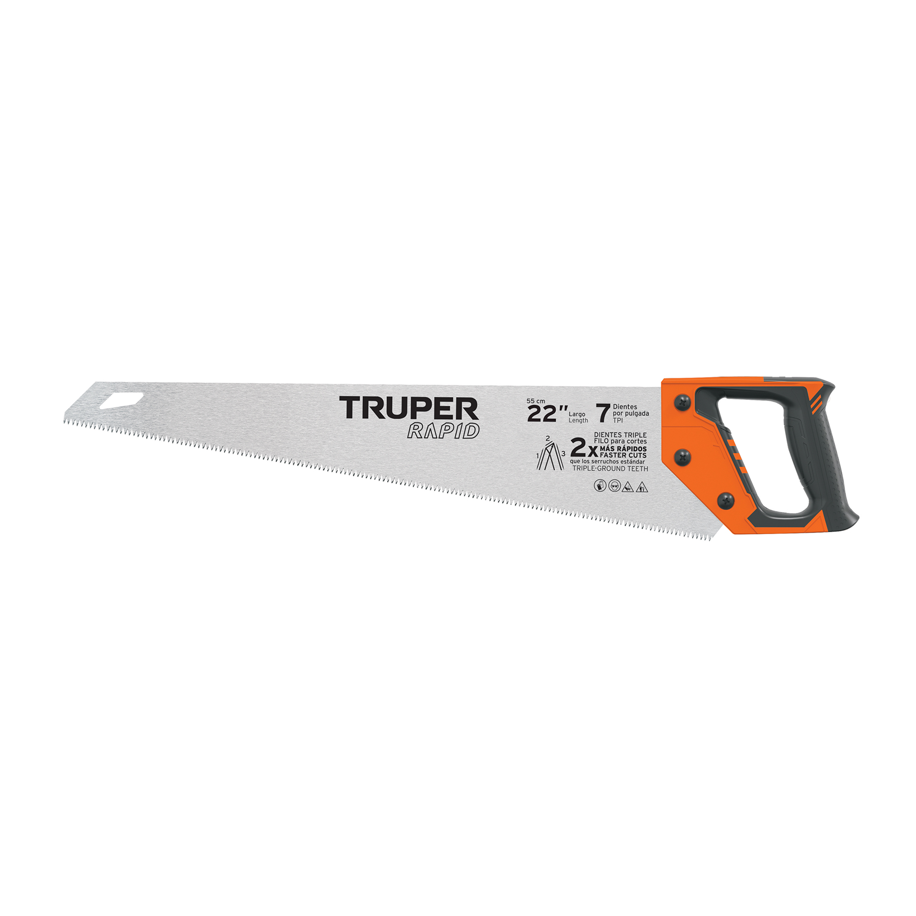 Serrucho rapid 22 pulgadas, 7 dpp, mango comfort grip, Truper en Guatemala