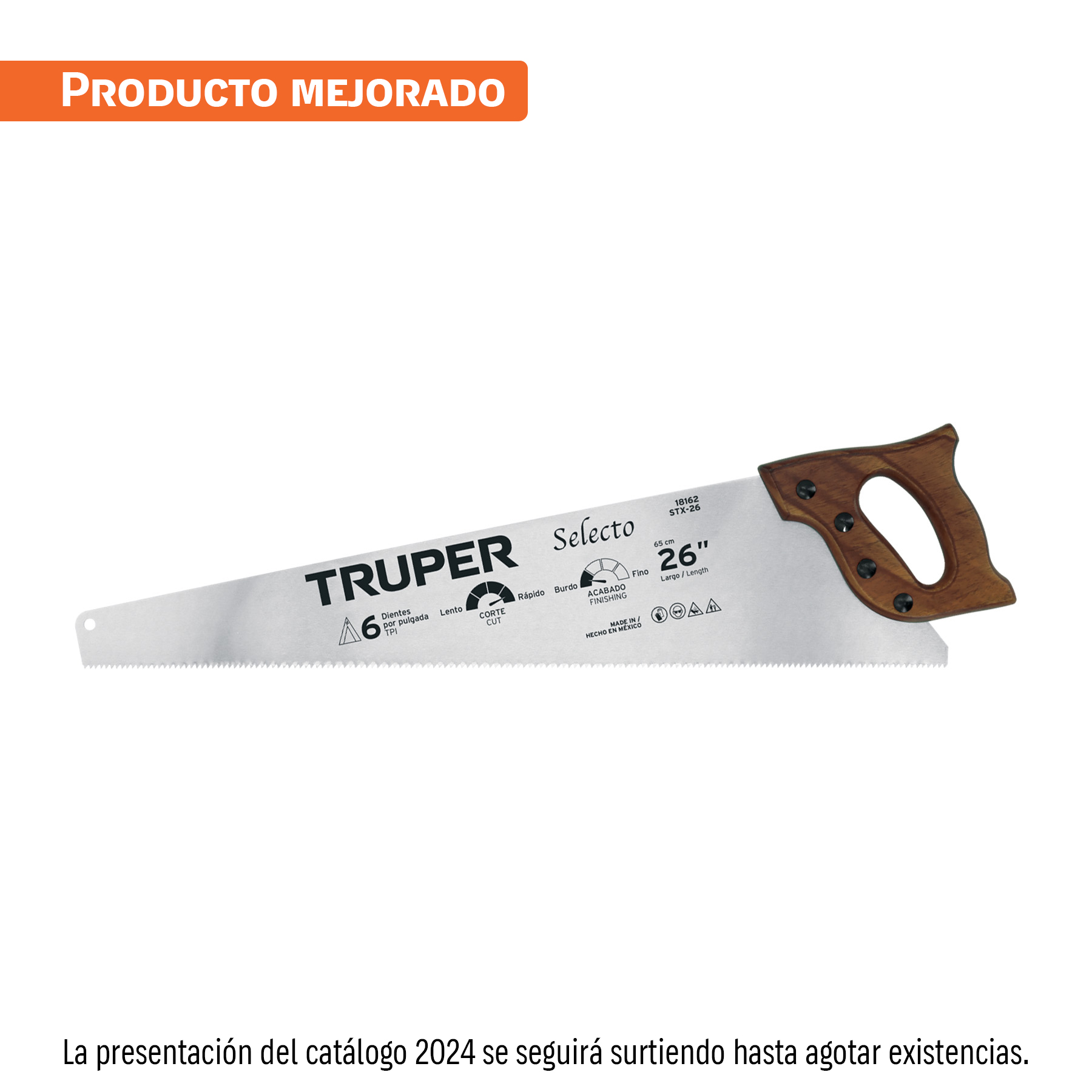 Serrucho 26 pulgadas selecto, 6 dpp, Truper en Guatemala