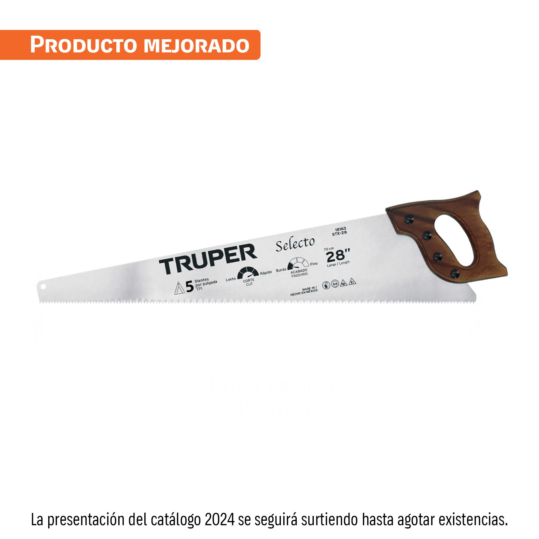 Serrucho 28 pulgadas, selecto, 6 dpp, Truper en Guatemala