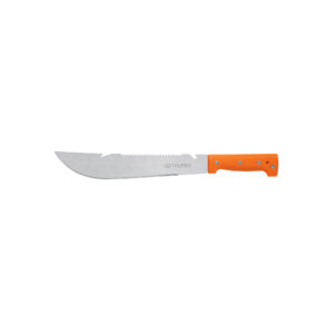 Machete rambo 12", cacha remachada naranja, con funda, Truper en Guatemala