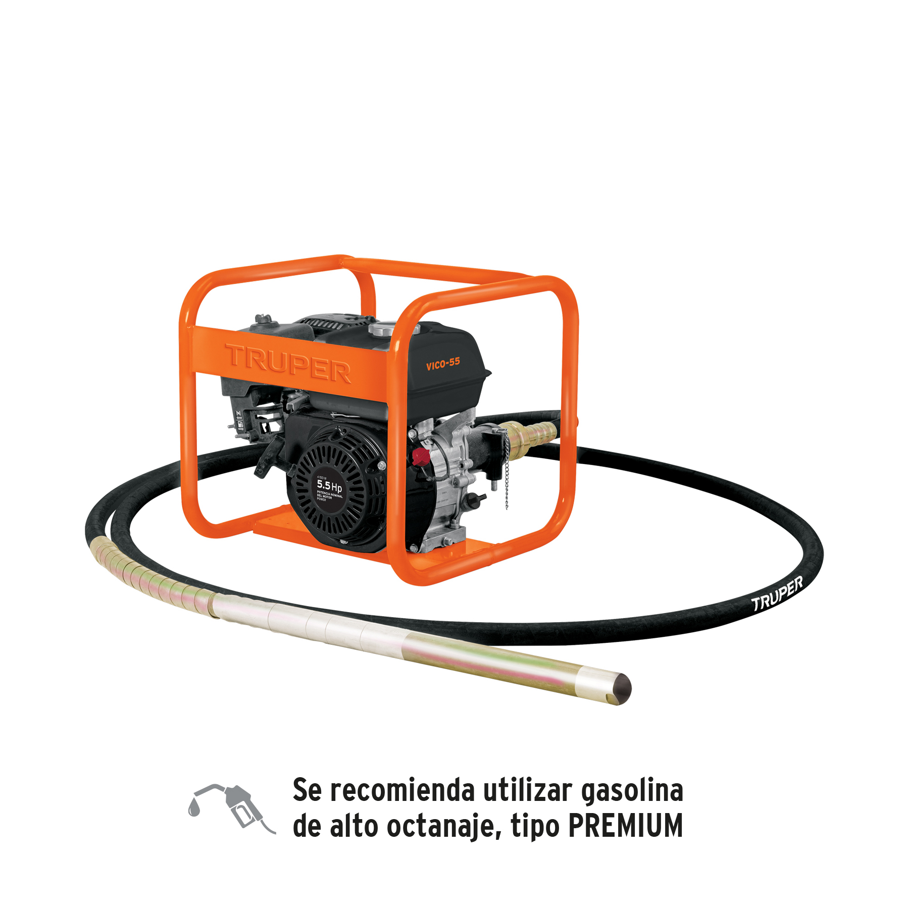 Vibrador para concreto con motor a gasolina, 5.5 HP, Truper en Guatemala