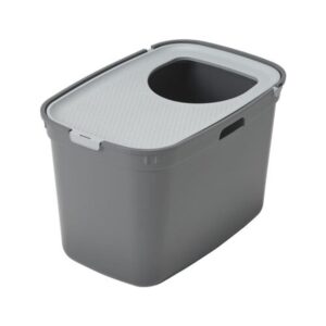 Arenero Cerrado Moderna Top Cat Gris Con Entrada Superior 59 cm