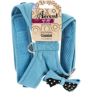 Arnés Coastal Accent Microfiber Boho Azul con Moño Talla S 16–20 Pulgadas